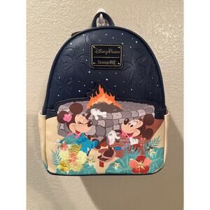 NWT Disney Parks Loungefly Aulani Exclusive Mickey Minnie Firepit Luau Backpack